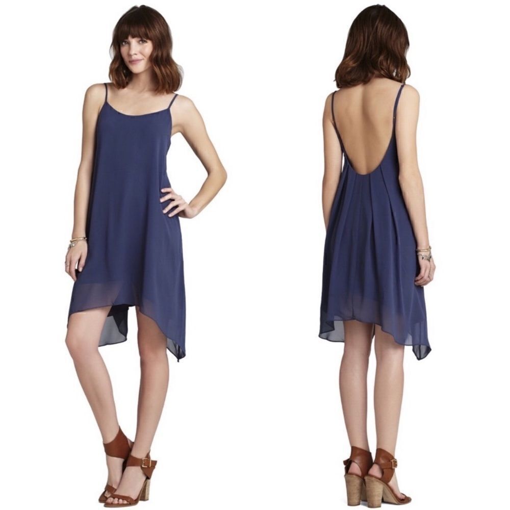 BCBGeneration Low Back Dress Blue Smoke Medium - Picture 2 of 12